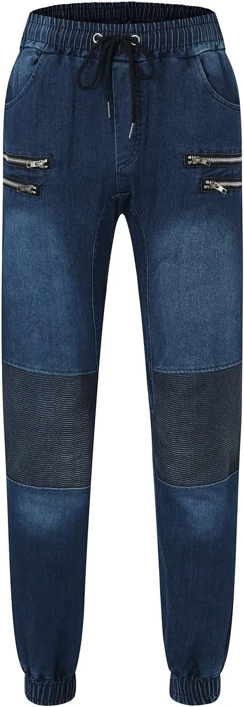Men's Classic Relaxed Fit Waist Solid Color Slim Toe Jeans Loose Wide Men's Pants Stretch Jeans for Men Fitted Jeans