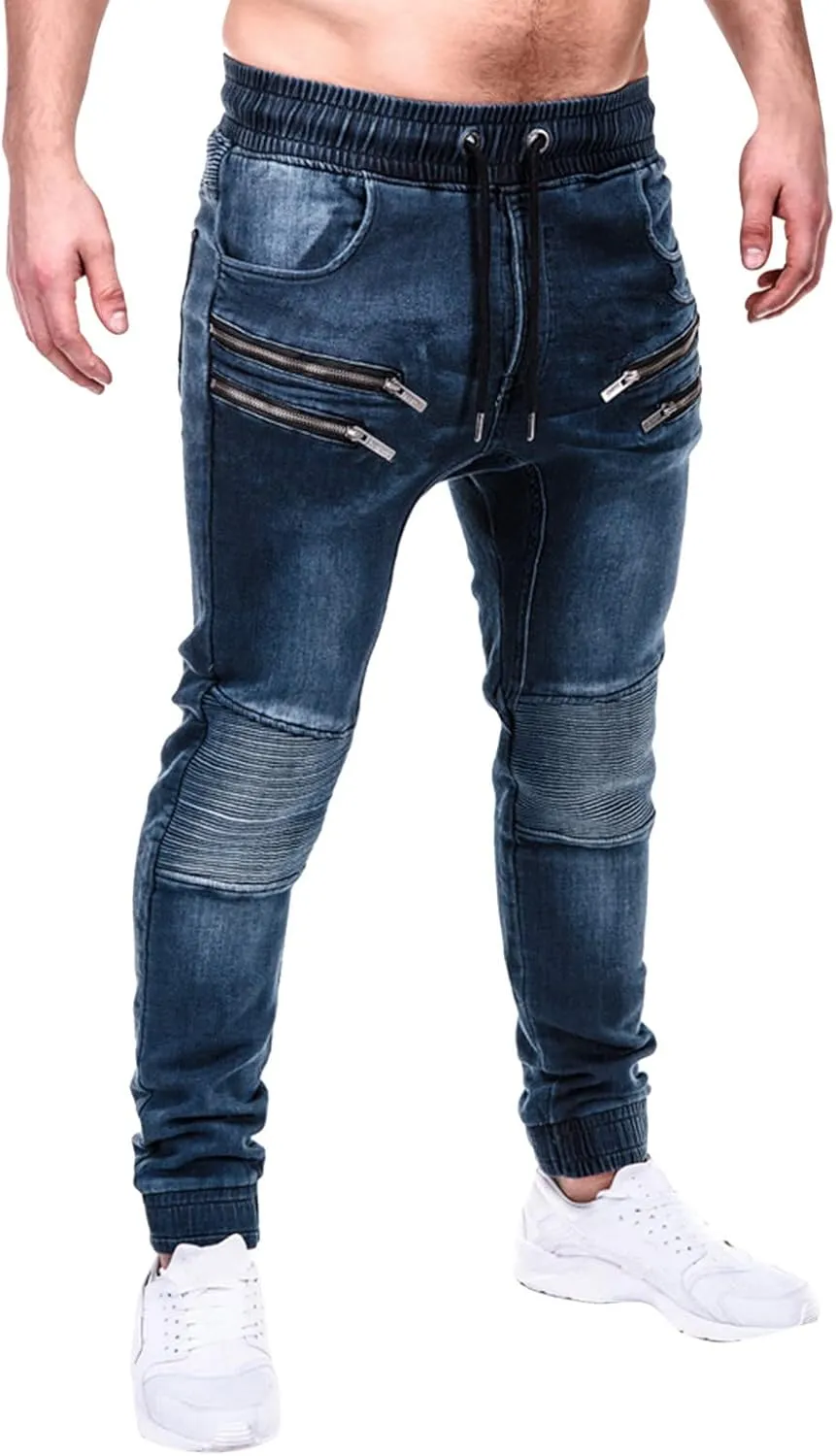 Men's Classic Relaxed Fit Waist Solid Color Slim Toe Jeans Loose Wide Men's Pants Stretch Jeans for Men Fitted Jeans
