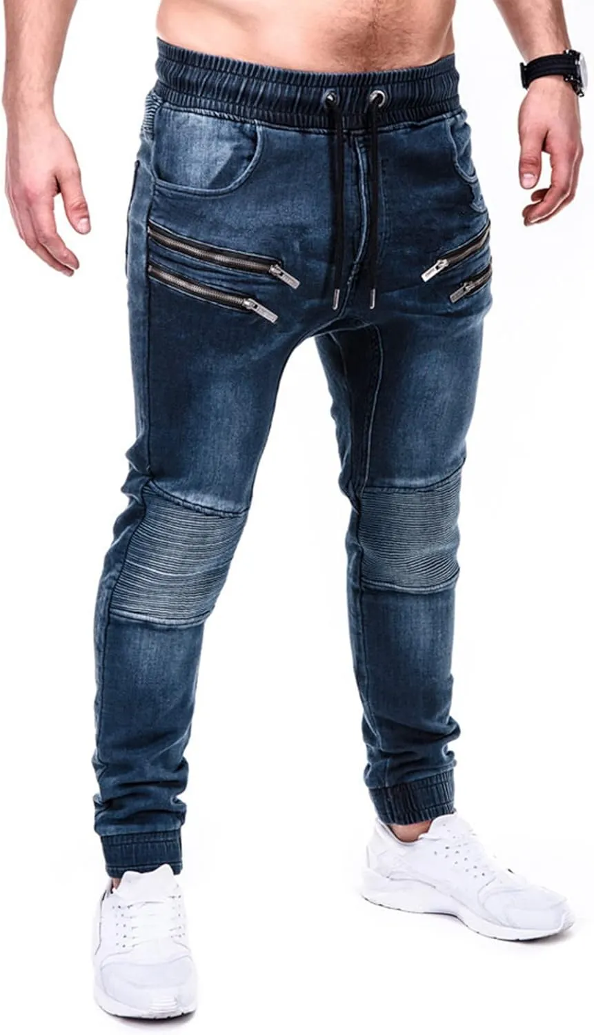 Men's Classic Relaxed Fit Waist Solid Color Slim Toe Jeans Loose Wide Men's Pants Stretch Jeans for Men Fitted Jeans