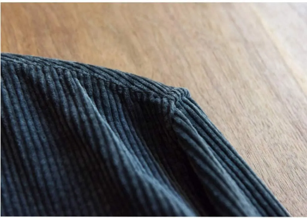Men's Corduroy Long Sleeve Shirts Causal Button Down Collared Shirt Jackets Classic Fit Fall Winter Ribbed Sweaters