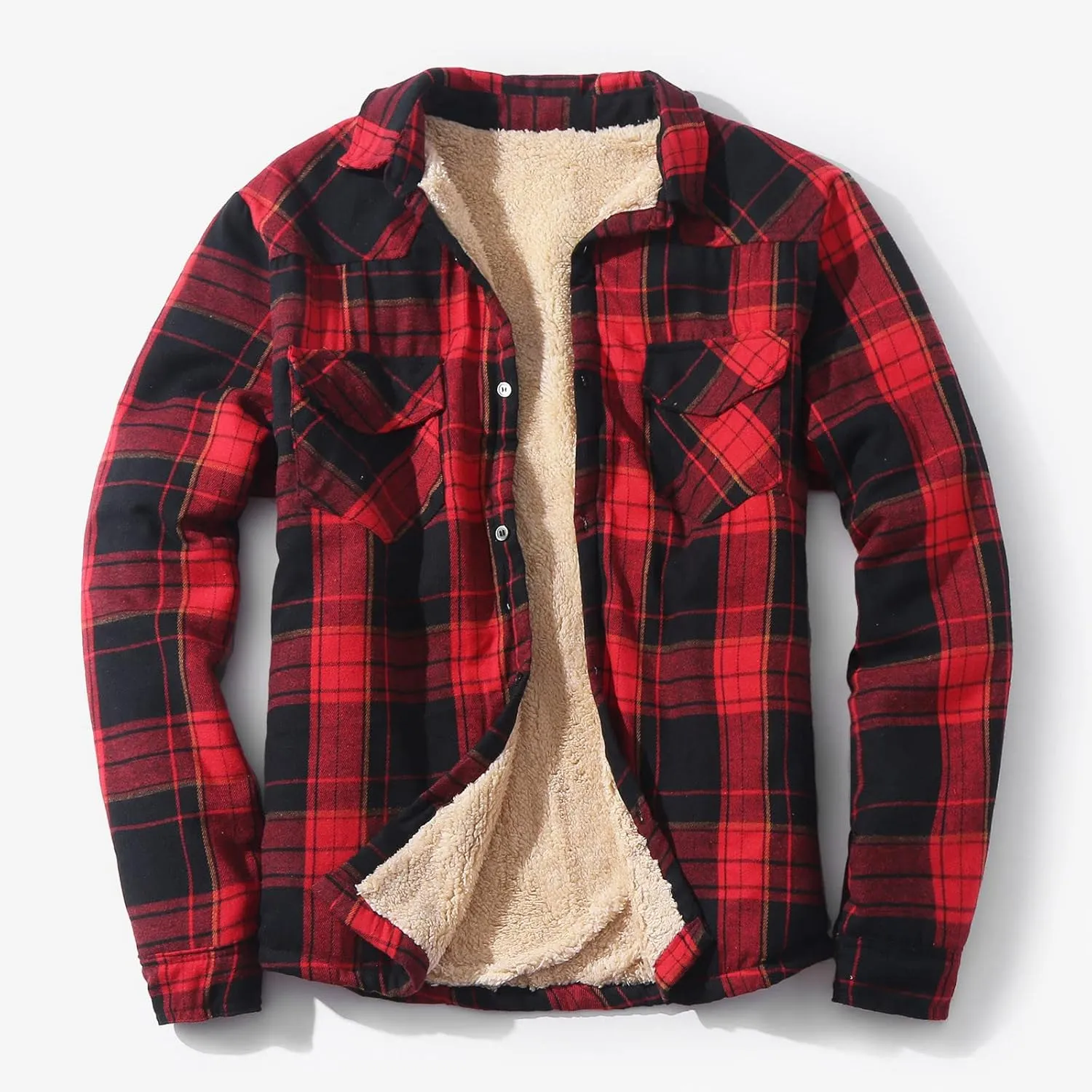 Men's Cotton Flannel Plaid Shirts Causal Long Sleeve Button Up Shirt Jackets with Pockets Classic Fit Western Shirts
