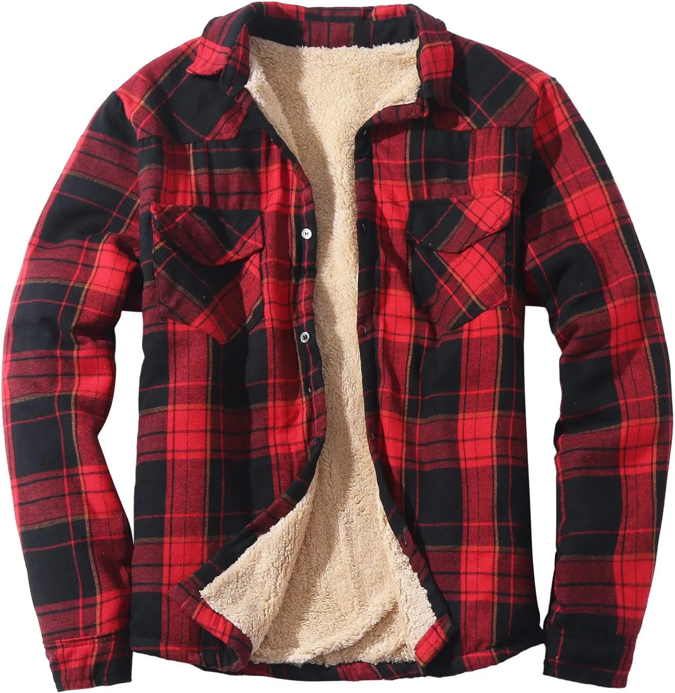 Men's Cotton Flannel Plaid Shirts Causal Long Sleeve Button Up Shirt Jackets with Pockets Classic Fit Western Shirts