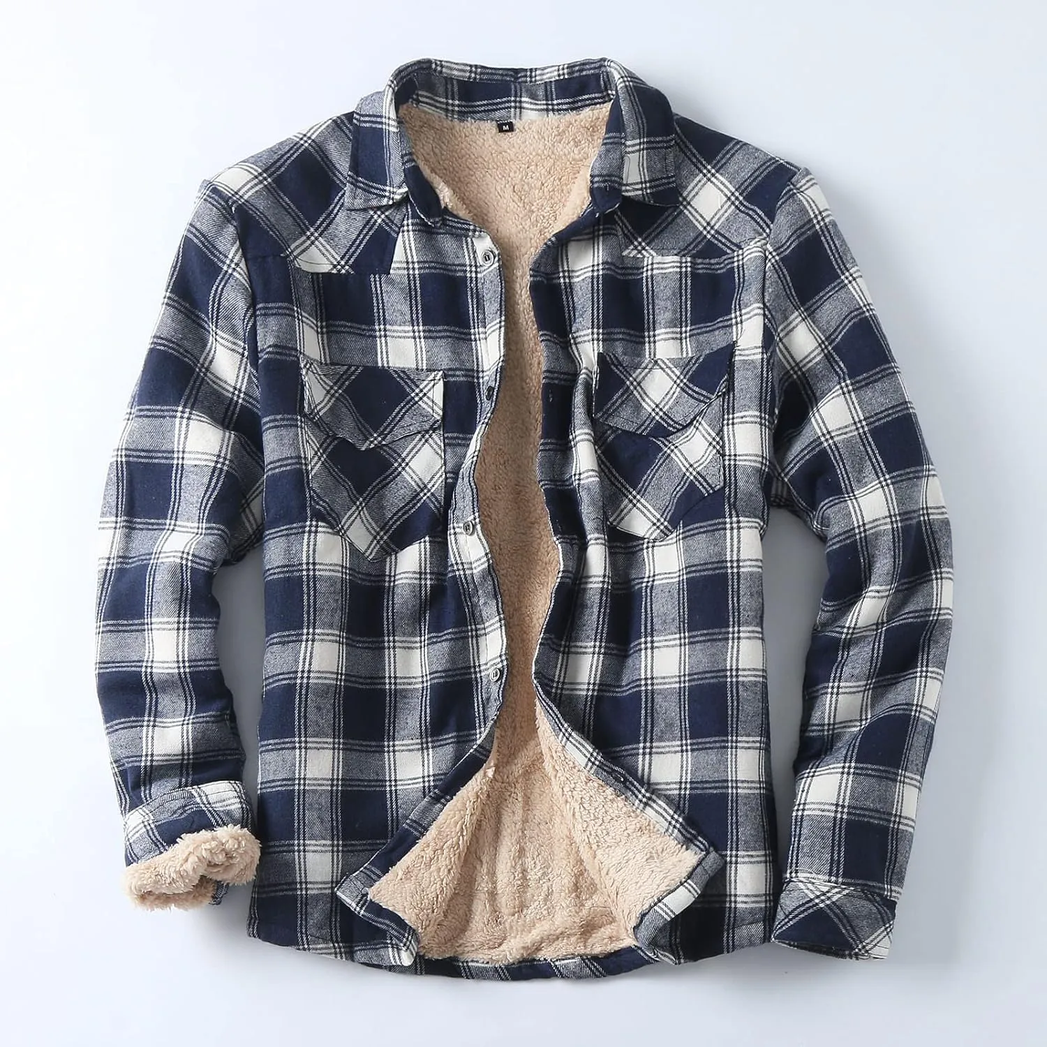 Men's Cotton Flannel Plaid Shirts Causal Long Sleeve Button Up Shirt Jackets with Pockets Classic Fit Western Shirts