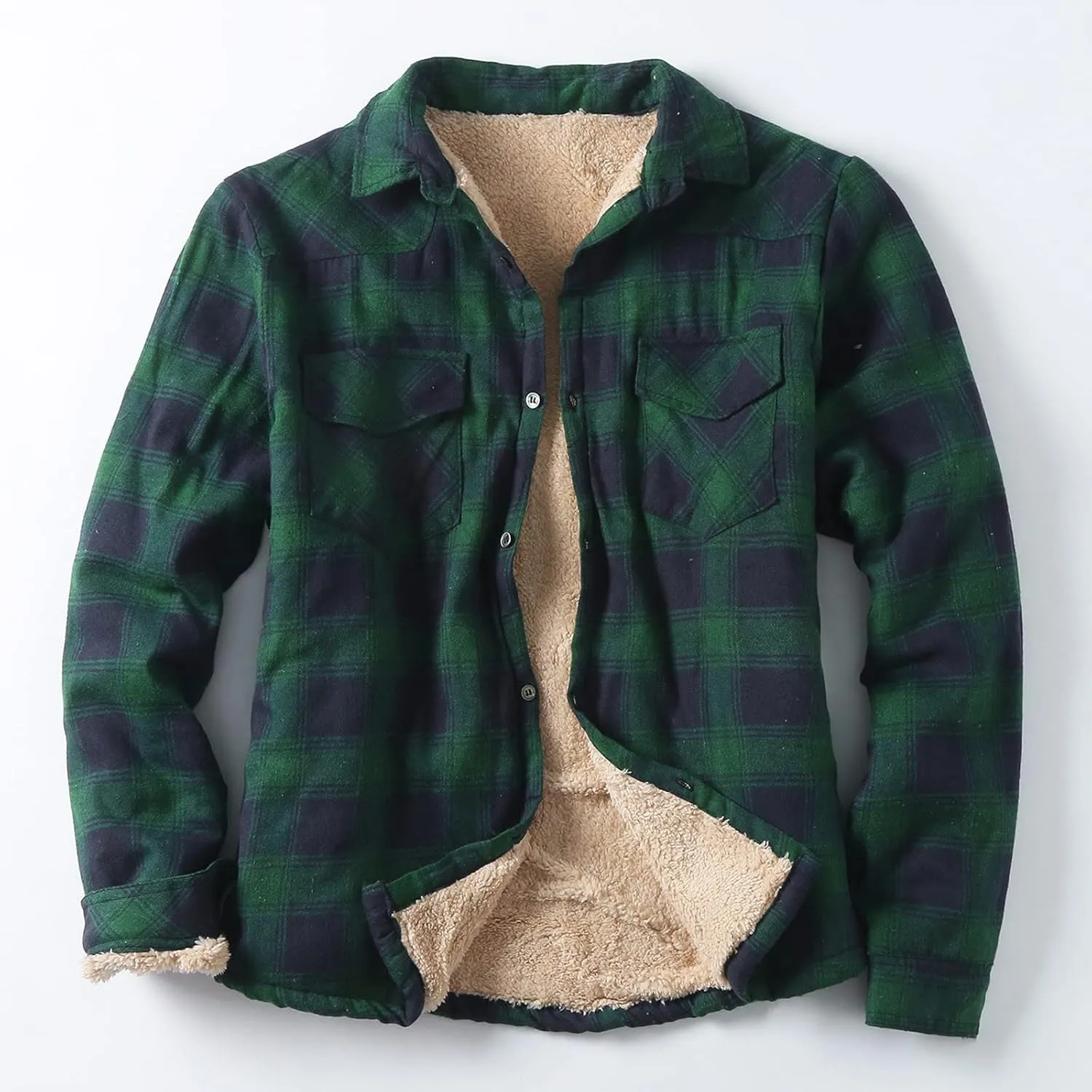 Men's Cotton Flannel Plaid Shirts Causal Long Sleeve Button Up Shirt Jackets with Pockets Classic Fit Western Shirts