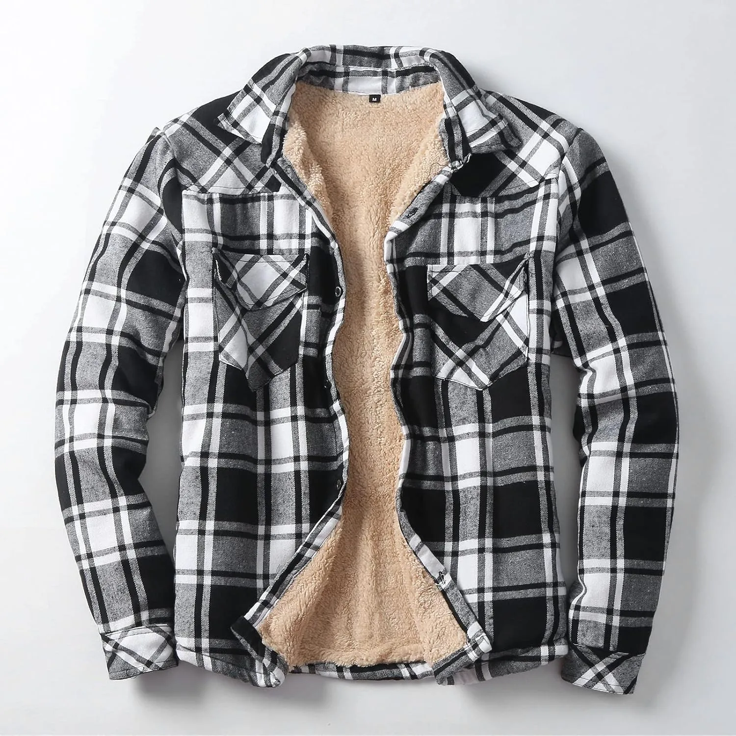 Men's Cotton Flannel Plaid Shirts Causal Long Sleeve Button Up Shirt Jackets with Pockets Classic Fit Western Shirts
