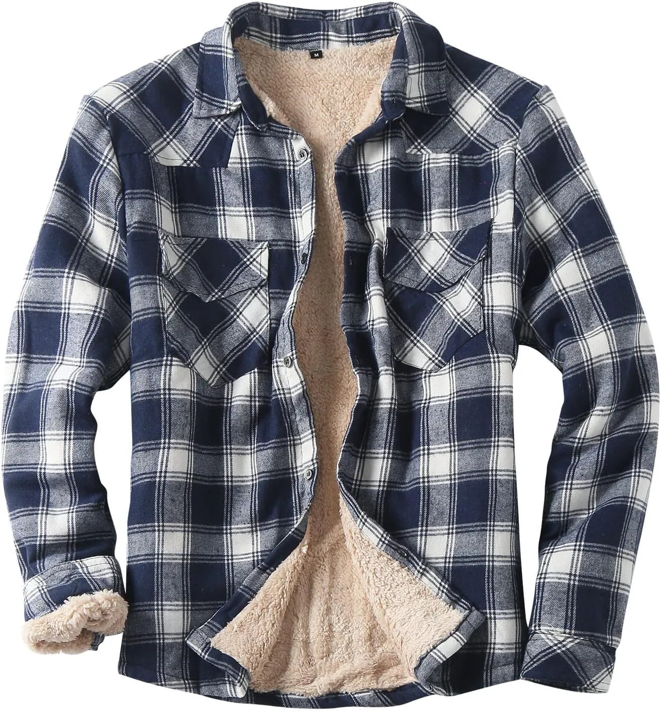 Men's Cotton Flannel Plaid Shirts Causal Long Sleeve Button Up Shirt Jackets with Pockets Classic Fit Western Shirts