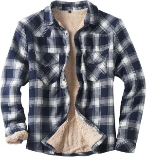 Men's Cotton Flannel Plaid Shirts Causal Long Sleeve Button Up Shirt Jackets with Pockets Classic Fit Western Shirts