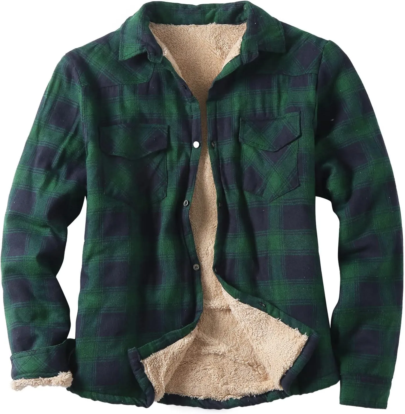 Men's Cotton Flannel Plaid Shirts Causal Long Sleeve Button Up Shirt Jackets with Pockets Classic Fit Western Shirts