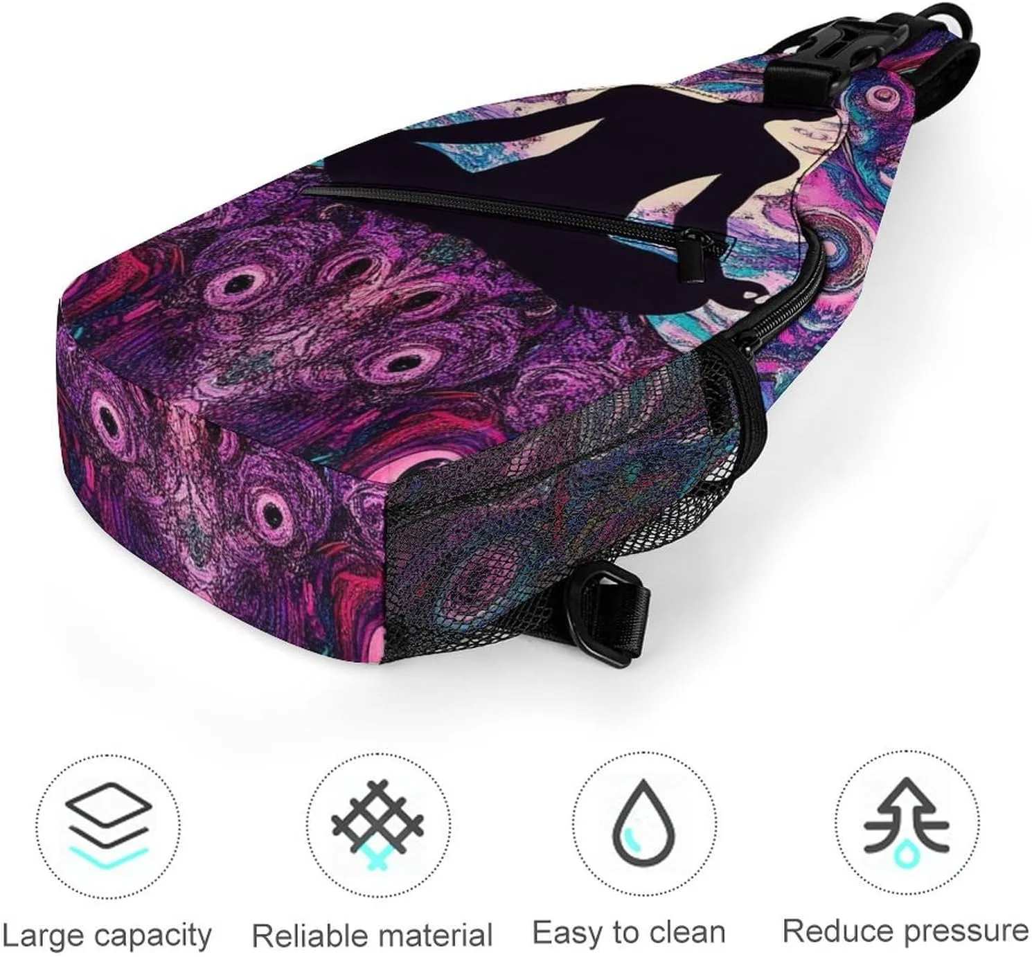 Mens Crossbody Shoulder Bag, Casual Daypacks Large Capacity Sling Chest Bag Mandala Yoga Meditation Art Gym Backpack for Hiking Sport Travel
