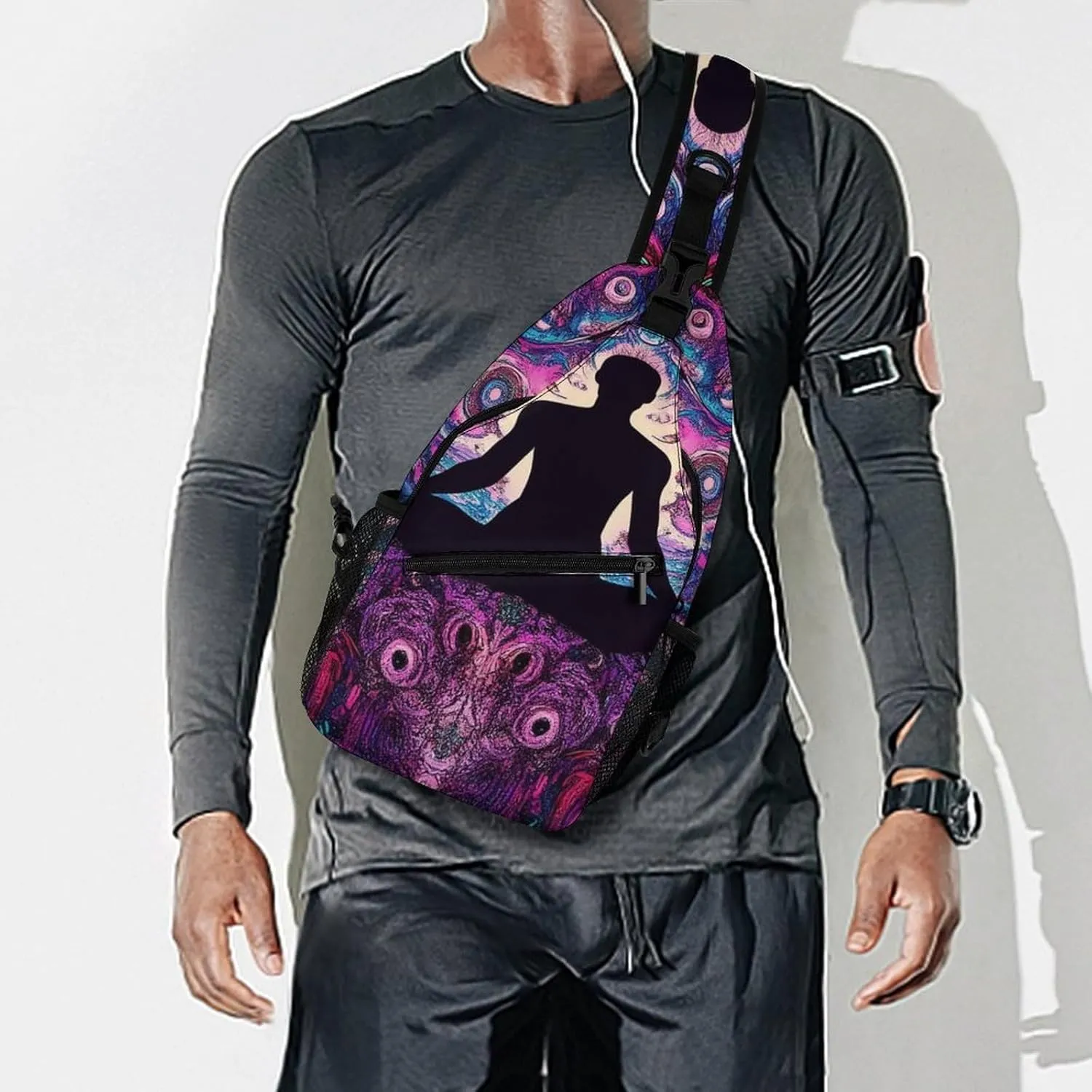 Mens Crossbody Shoulder Bag, Casual Daypacks Large Capacity Sling Chest Bag Mandala Yoga Meditation Art Gym Backpack for Hiking Sport Travel