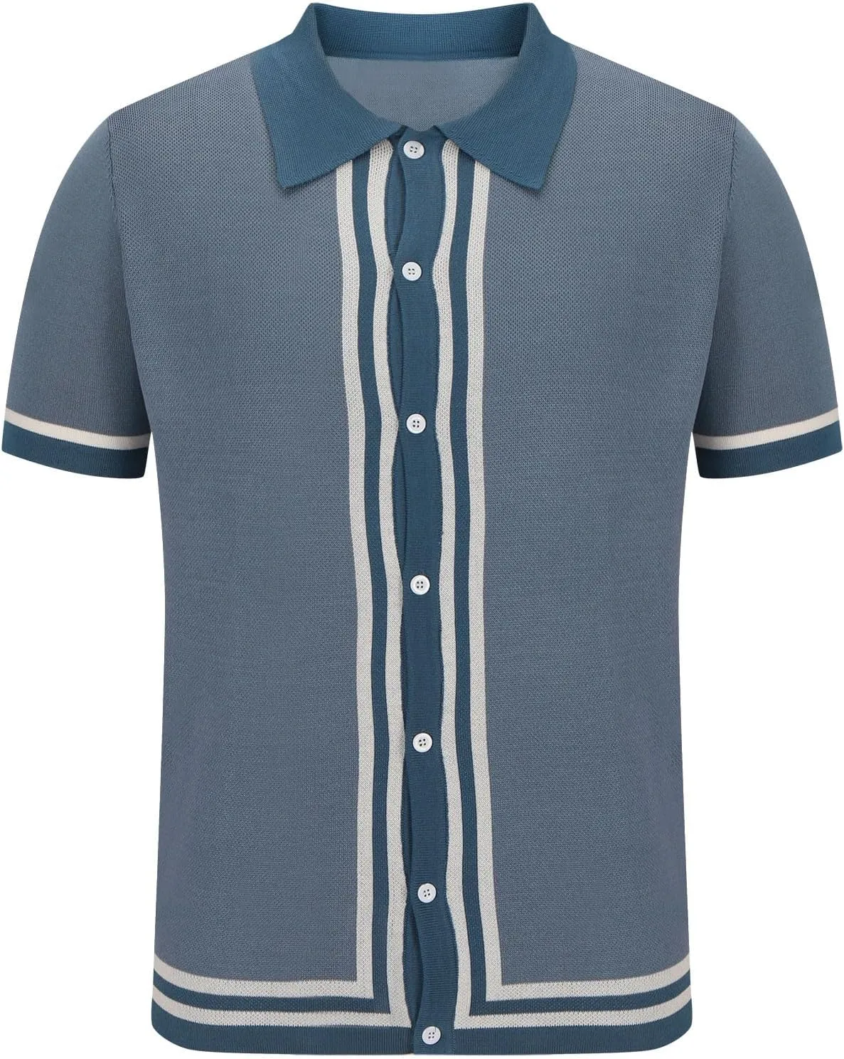 Men's Knitted Polo Shirt Summer Button-Down Shirts Short Sleeve Loose Casual Tops Vacation Outdoor Shirt