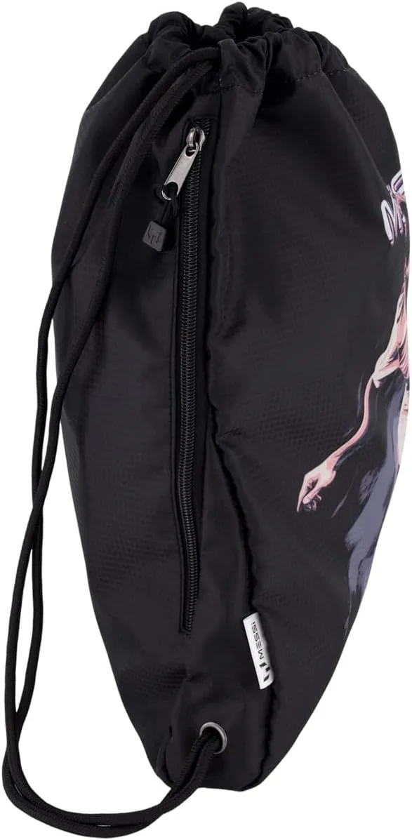 Men's Lifestyle Drawstring Bag, Side Pocket & Comfortable Straps, Black, One Size