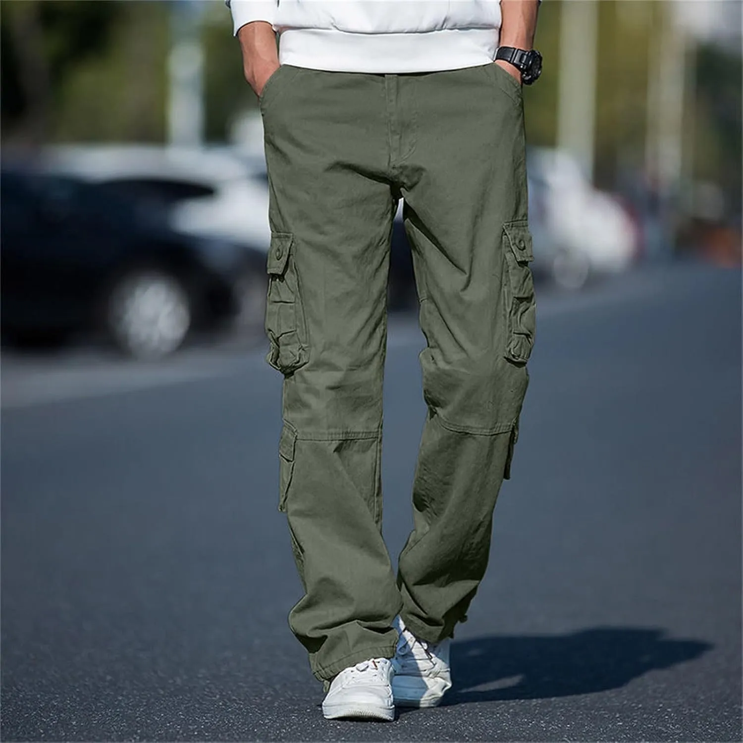 Men's Pants Sports Thickened Pants Cotton Pocket Multi Color Large Sanitary Trousers Lightweight Stretch Cargo Work Trousers