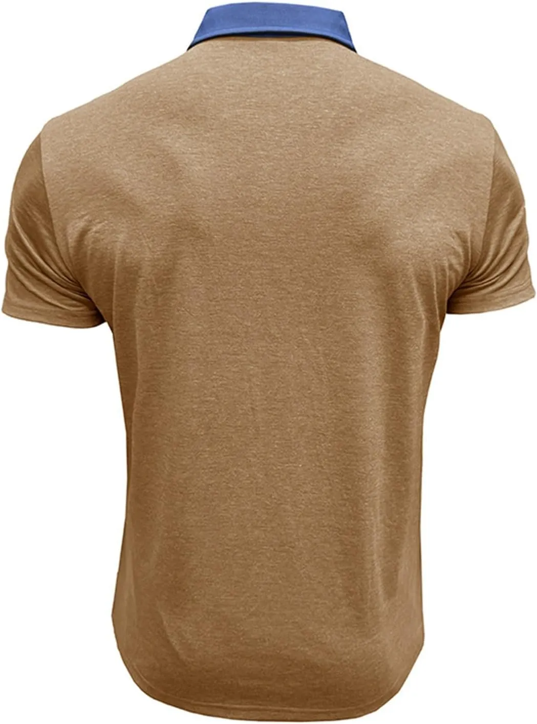 Men's Regular Fit Casual Short Sleeve Vintage Dual Tipped Collar Button Down Polo Shirt Golf Tee Shirts with Pocket