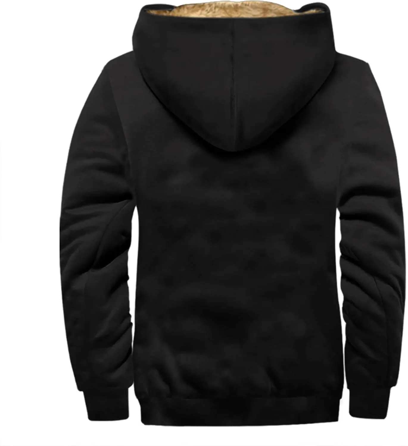 Men's Sherpa Fleece Lined Jackets Winter Warm Thick Zip Big and Tall Sherpa Lined Pullover Drawstring Coats Outwear