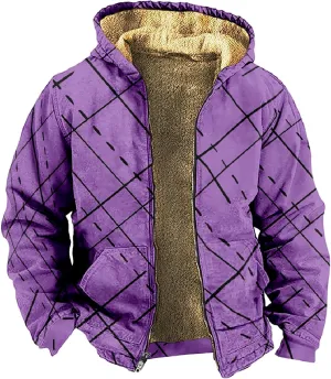 Men's Sherpa Lined Shirt Cotton Flannel Jacket Plaid Full Zip Jacket Coat Plus Size Big&Tall Coat with Pocket XS-4XL