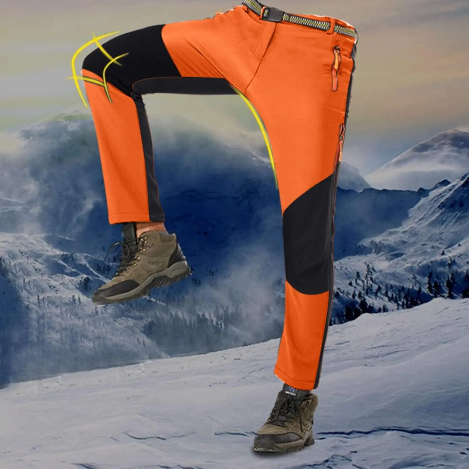 Mens Snow Ski Waterproof Softshell Snowboard Pant Outdoor Windproof Fleece Lined Warm Hiking Ski Snow Pant Camping Pant