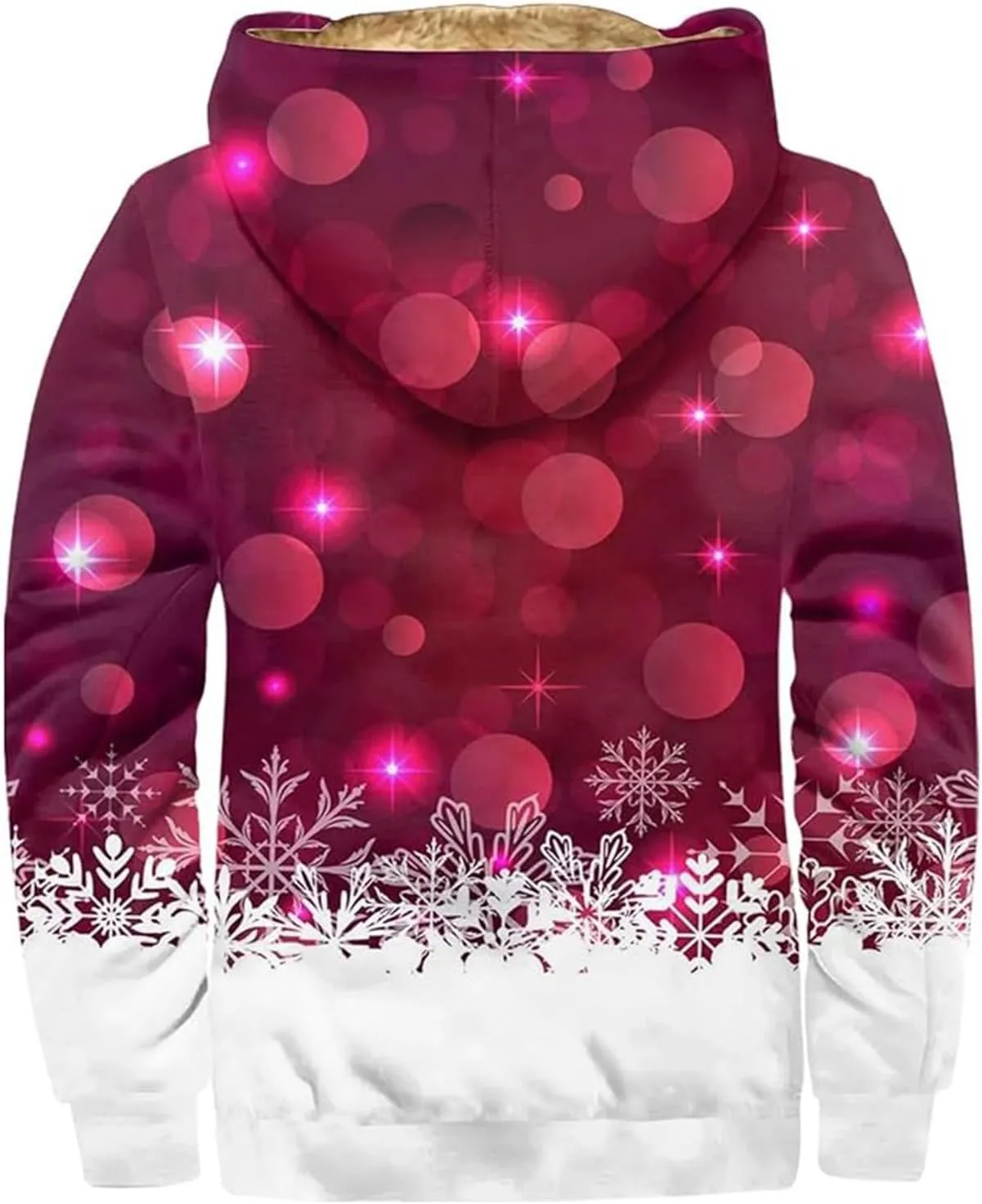 Men's Snowflake Christmas Tree Print Xmas Sweatshirt Christmas Fleece Hoodie Jacket Holiday Party Thermal Outfits