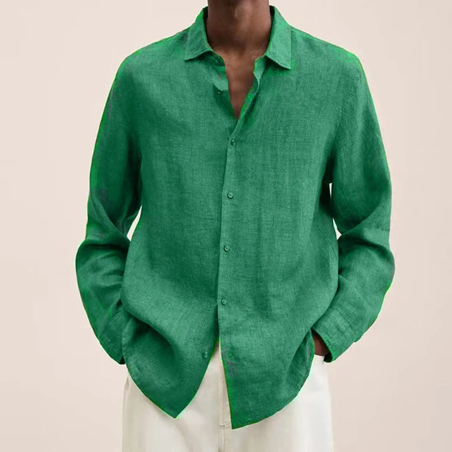 Men's Thermal Shirt Designer Spring Summer Casual Cotton Linen Solid Color Long Sleeve Shirts Loose Shirts