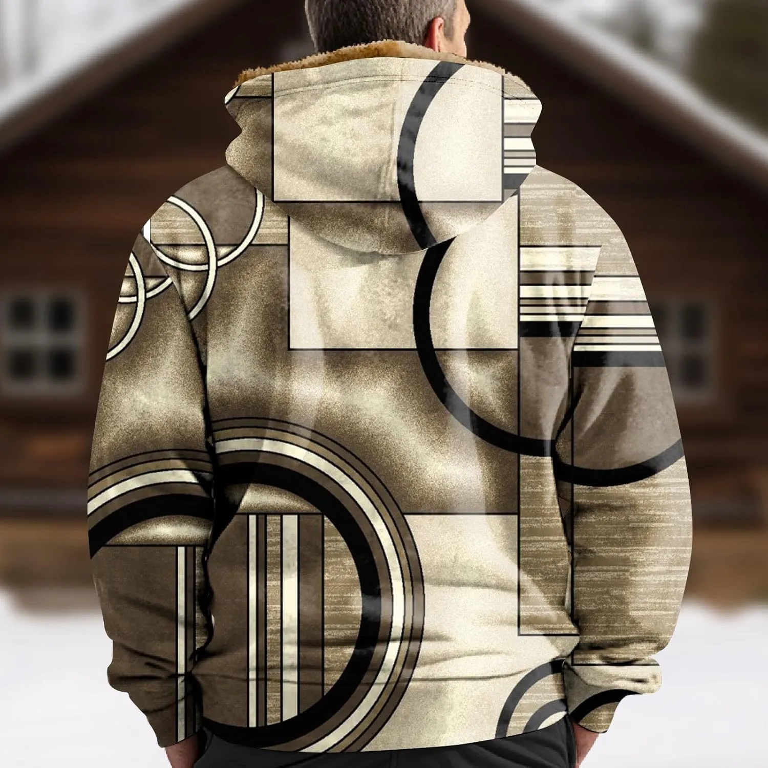 Mens Vintage Fleece Jacket Sherpa Lined Winter Coats Fall Winter Puffer Jacket Windproof Casual Hoodies with Pocket