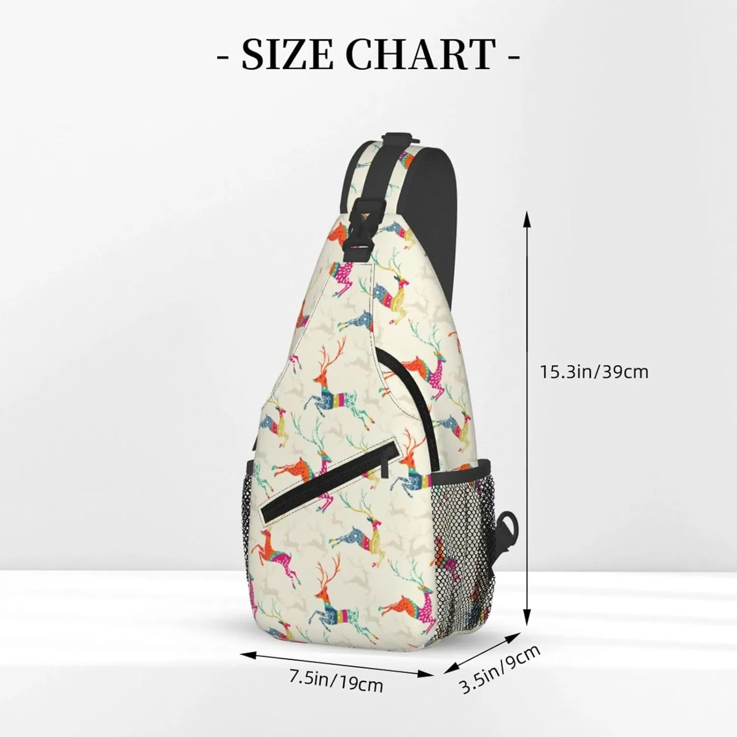 Merry Christmas Jumping Reindeer Cross Chest Bag Diagonally Hiking Crossbody Bag Travel Shoulder Daypack Lightweight Sling Backpack Cycling Daypacks Fitness Chest Backpacks