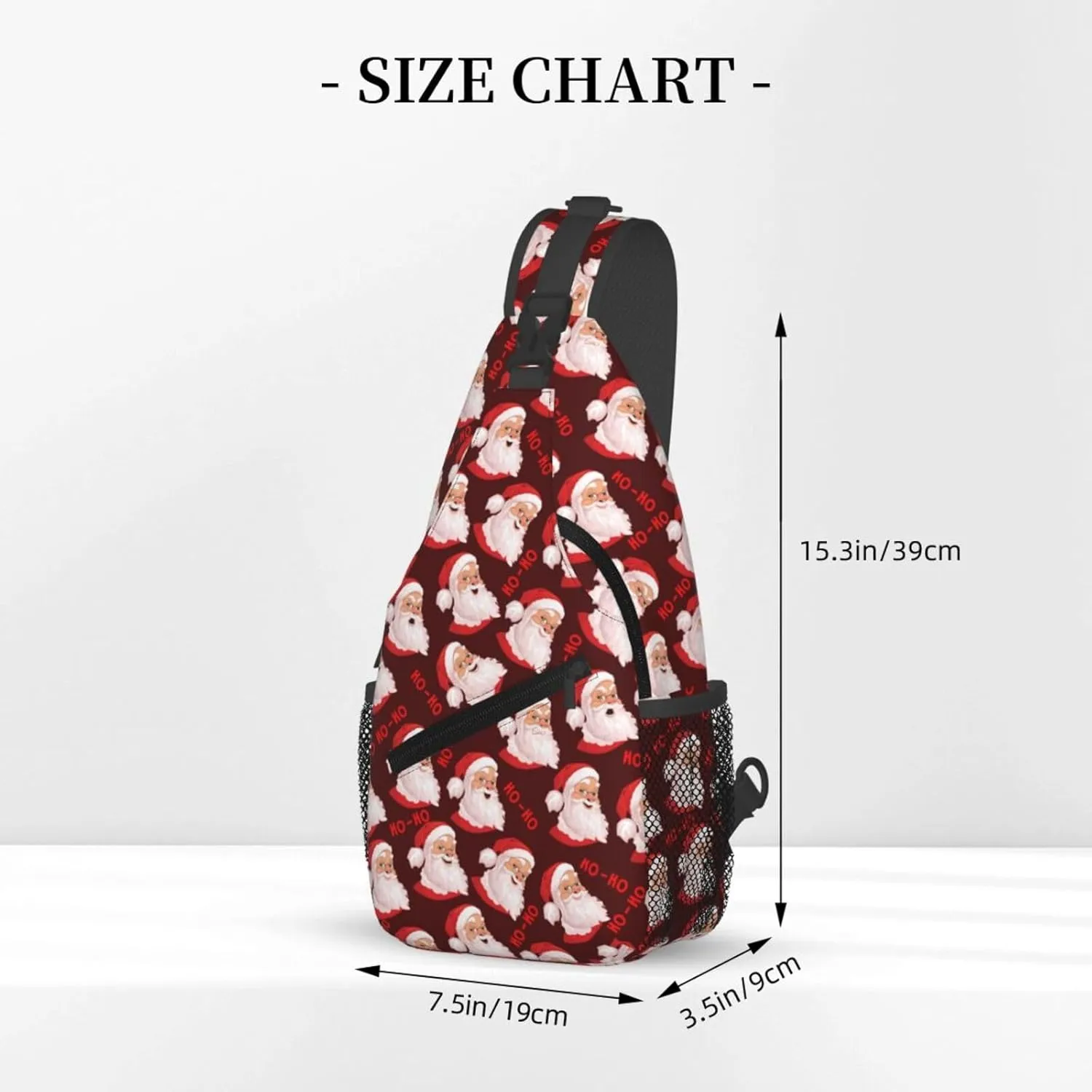 Merry Christmas Santa Claus HO-HO Cross Chest Bag Diagonally Hiking Crossbody Bag Travel Shoulder Daypack Lightweight Sling Backpack Cycling Daypacks Fitness Chest Backpacks