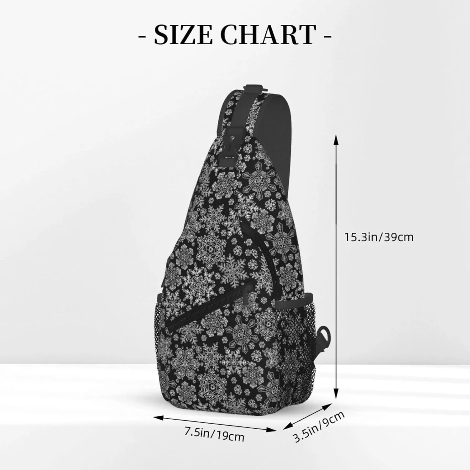 Merry Christmas White Snowflakes Black Cross Chest Bag Diagonally Hiking Crossbody Bag Travel Shoulder Daypack Lightweight Sling Backpack Cycling Daypacks Fitness Chest Backpacks