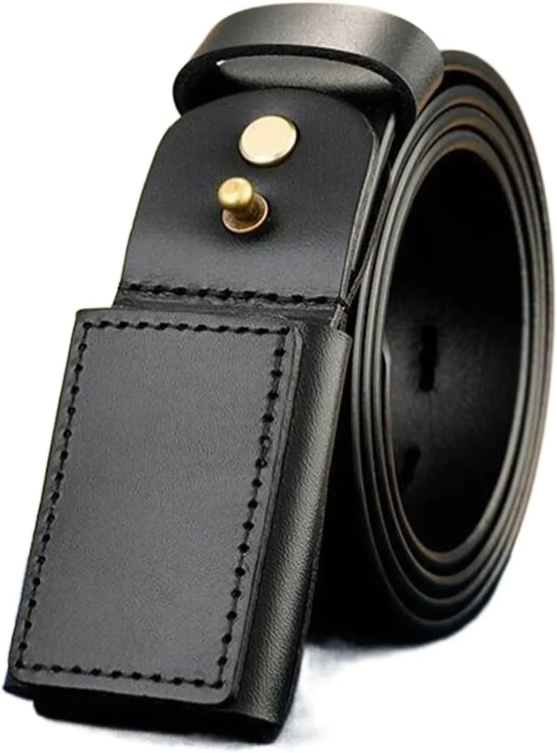 Metal Free Belt,Hypoallergenic Belts for Men, Men's No-Scratch Mechanic Belt ​Casual Rugged Belts,Black,125CM/49.2''