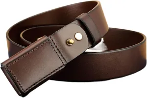 Metal Free Belt,Hypoallergenic Belts for Men, Men's No-Scratch Mechanic Belt ​Casual Rugged Belts,Brown,125CM/49.2''