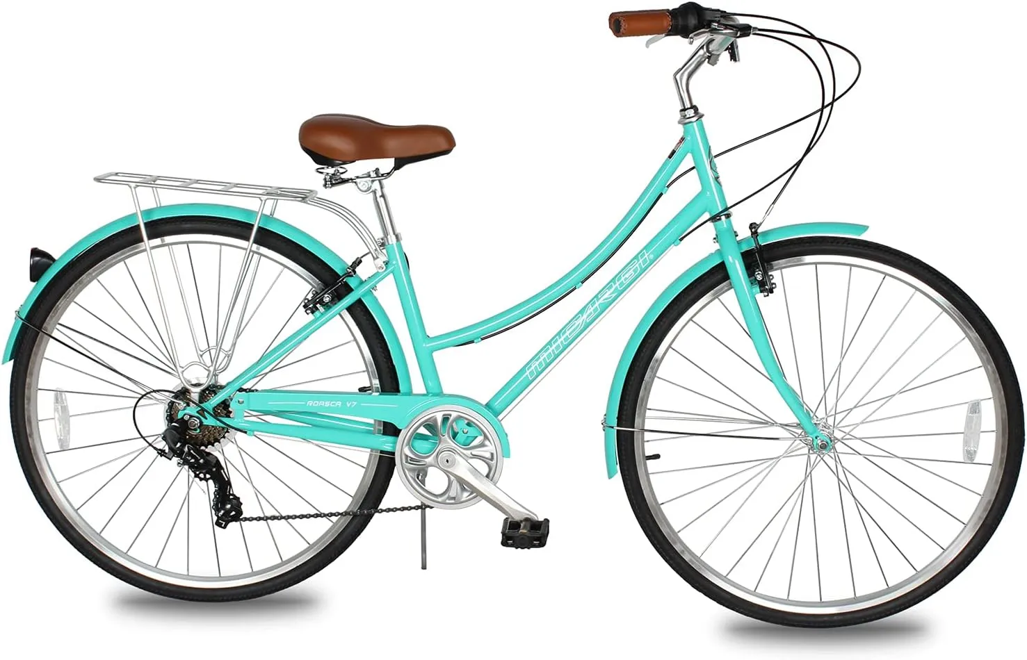 MICARGI 24/26 Inch Adult Cruiser Bicycle Hybrid Bike 1/7 Speeds Commuter Bike for Women, Men, Seniors,Step-Through or Step-Over Bike Steel Frame Multi Colors Style