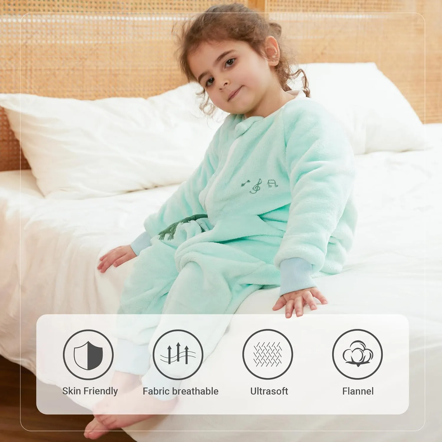 MICHLEY Flannel Baby Sleeping Bag Unisex Pajamas, Long Sleeve Zipper Wearable Sleeping Sack for Autumn Winter Boys Girls