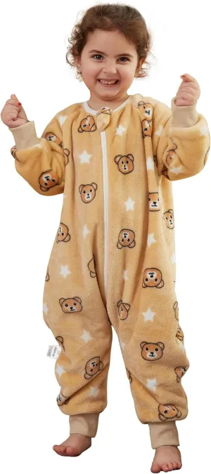 MICHLEY Flannel Baby Sleeping Bag Unisex Pajamas, Long Sleeve Zipper Wearable Sleeping Sack for Autumn Winter Boys Girls