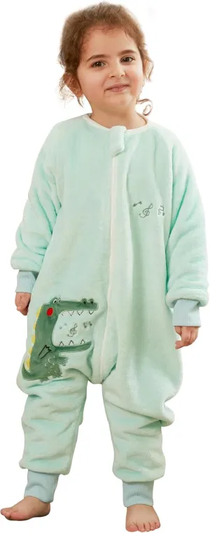 MICHLEY Flannel Baby Sleeping Bag Unisex Pajamas, Long Sleeve Zipper Wearable Sleeping Sack for Autumn Winter Boys Girls