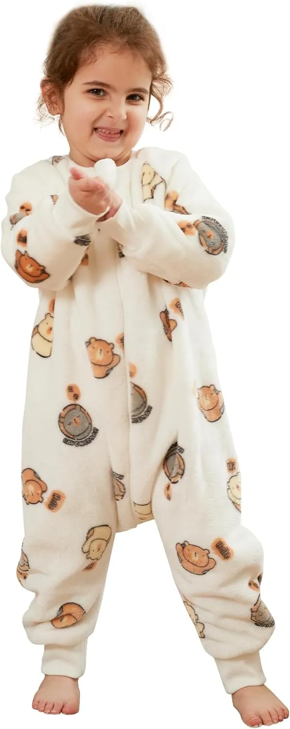 MICHLEY Flannel Baby Sleeping Bag Unisex Pajamas, Long Sleeve Zipper Wearable Sleeping Sack for Autumn Winter Boys Girls