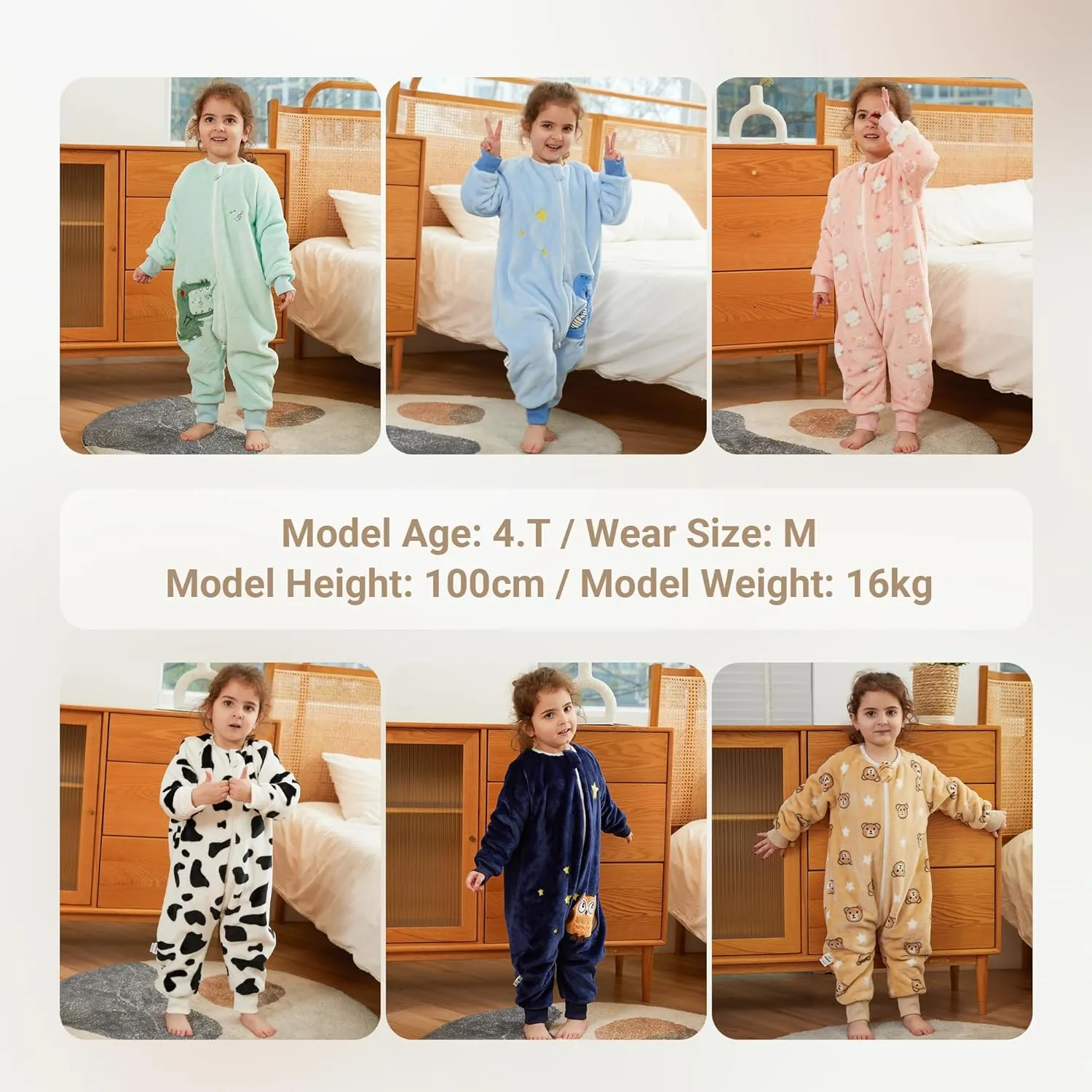 MICHLEY Flannel Baby Sleeping Bag Unisex Pajamas, Long Sleeve Zipper Wearable Sleeping Sack for Autumn Winter Boys Girls
