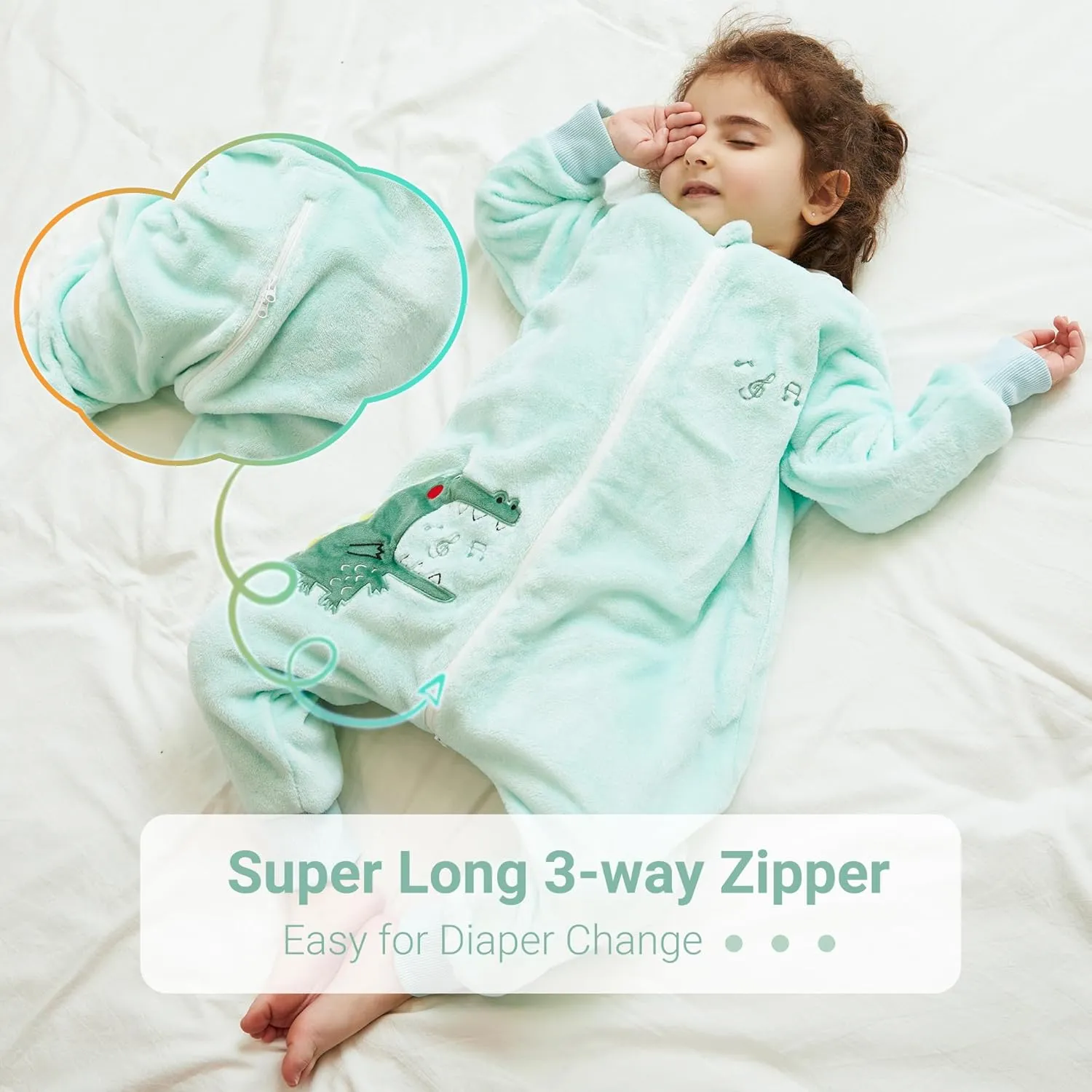 MICHLEY Flannel Baby Sleeping Bag Unisex Pajamas, Long Sleeve Zipper Wearable Sleeping Sack for Autumn Winter Boys Girls