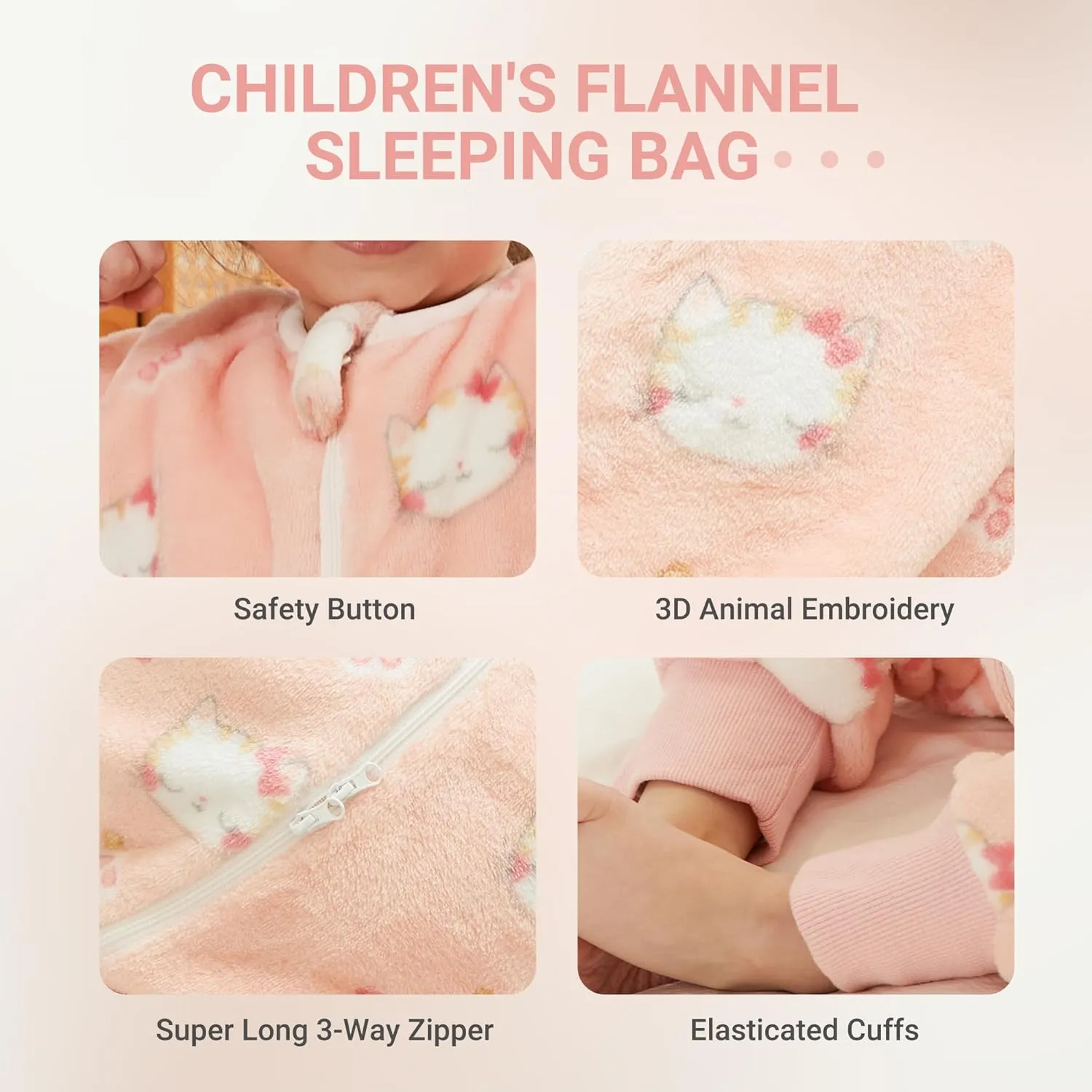 MICHLEY Flannel Baby Sleeping Bag Unisex Pajamas, Long Sleeve Zipper Wearable Sleeping Sack for Autumn Winter Boys Girls