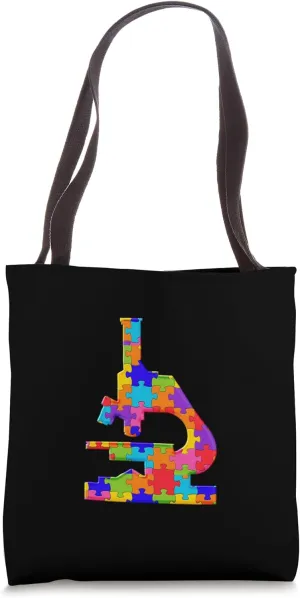 Microscope Lab Scientist Puzzle Autism Puzzle Tote Bag