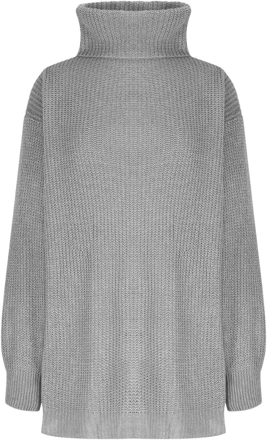 Midi Sweater Dress for Women Fall Fashion Long Sleeve High Neck Solid Pullover Dresses Causal Dressy Club Party Dress