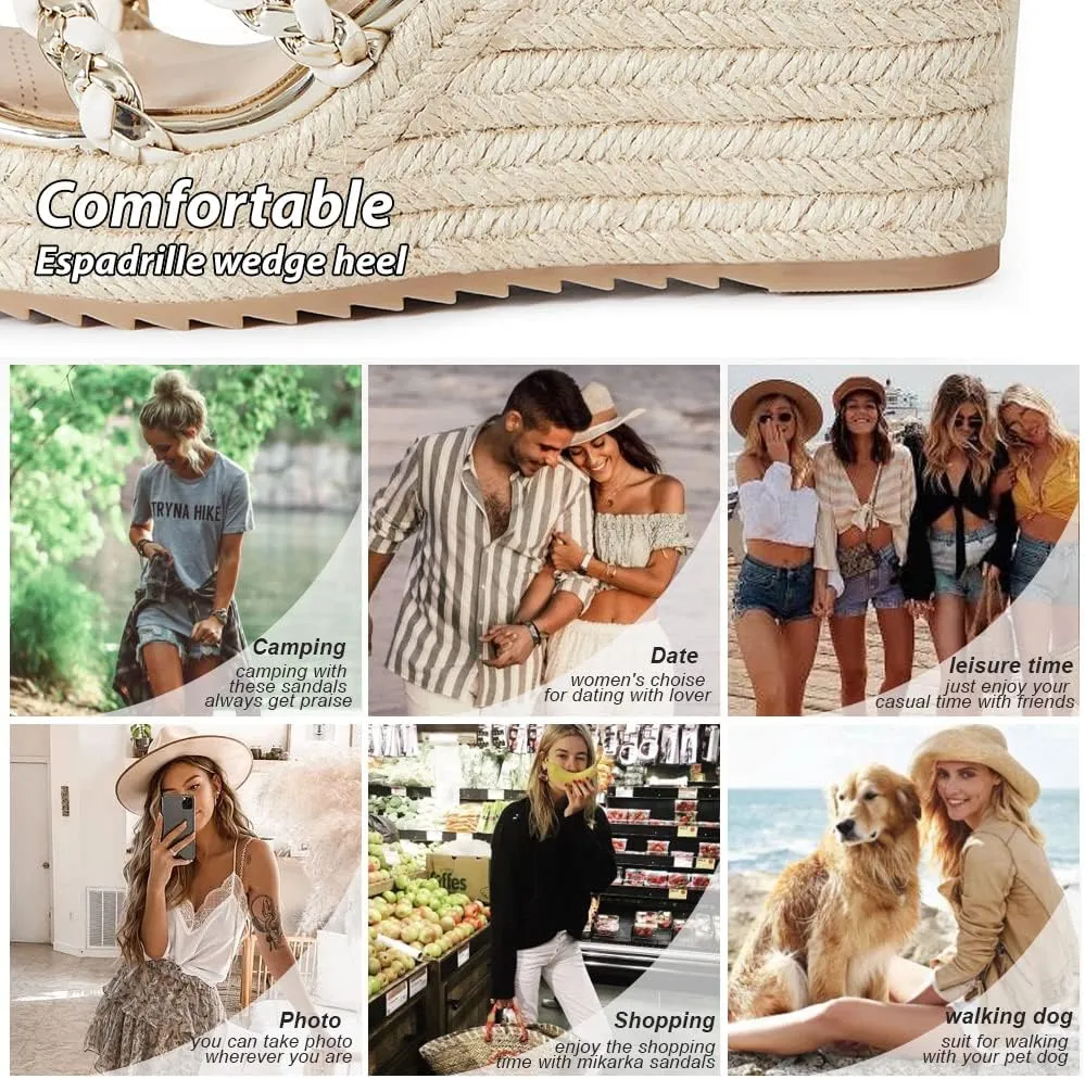 mikarka Sandals for Women, Platform Ankle Strap Womens Sandals Open Toe Espadrille Wedge Sandals for Women Concise Casual Summer Womens Shoes