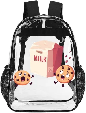 Milk And Biscuits Clear Shoulders Bag Unisex Backpack for Camping Hiking Travel
