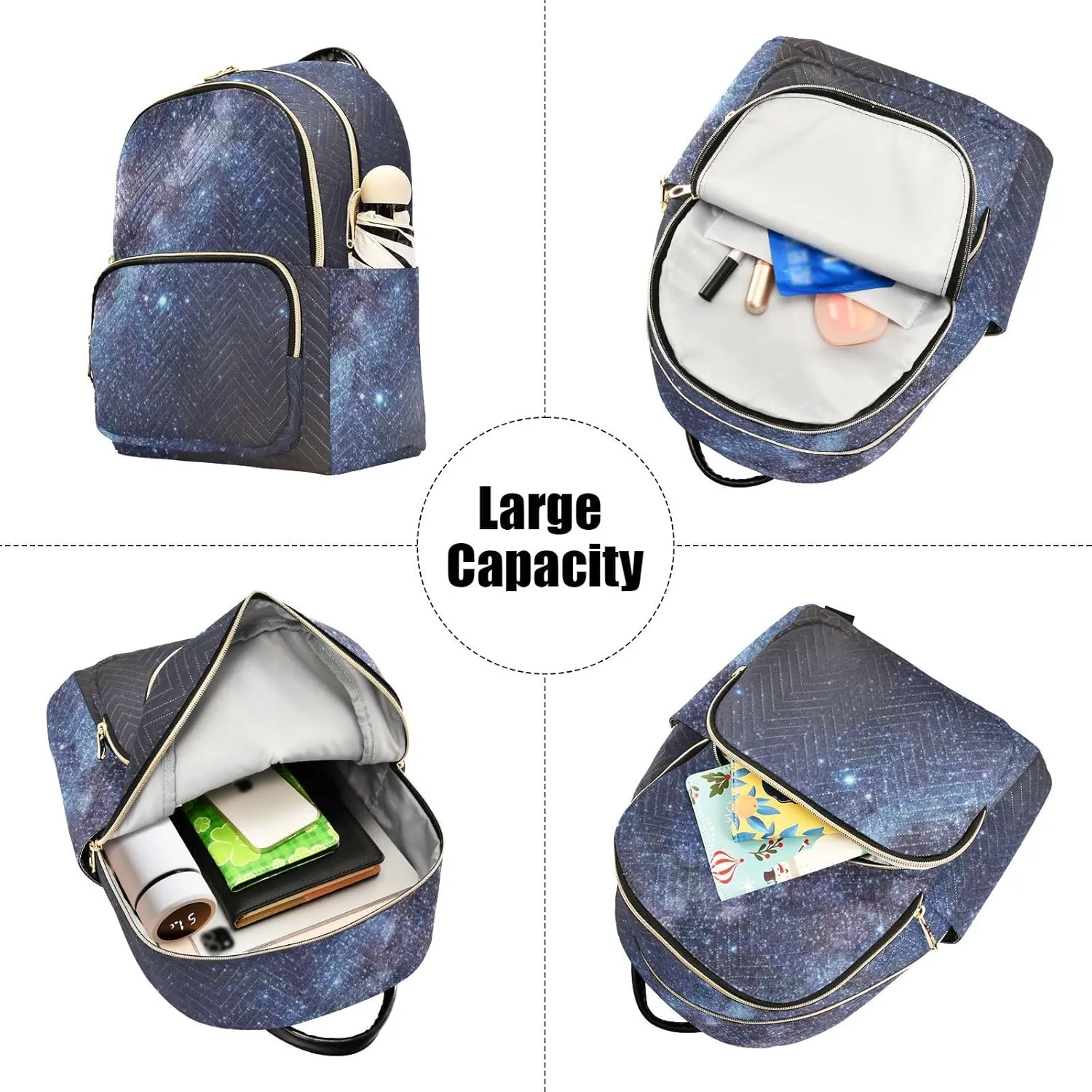 Milky Way Print Trendy Backpack Purse for Women and Anti-theft Ladies Shoulder Travel Daypacks Bags