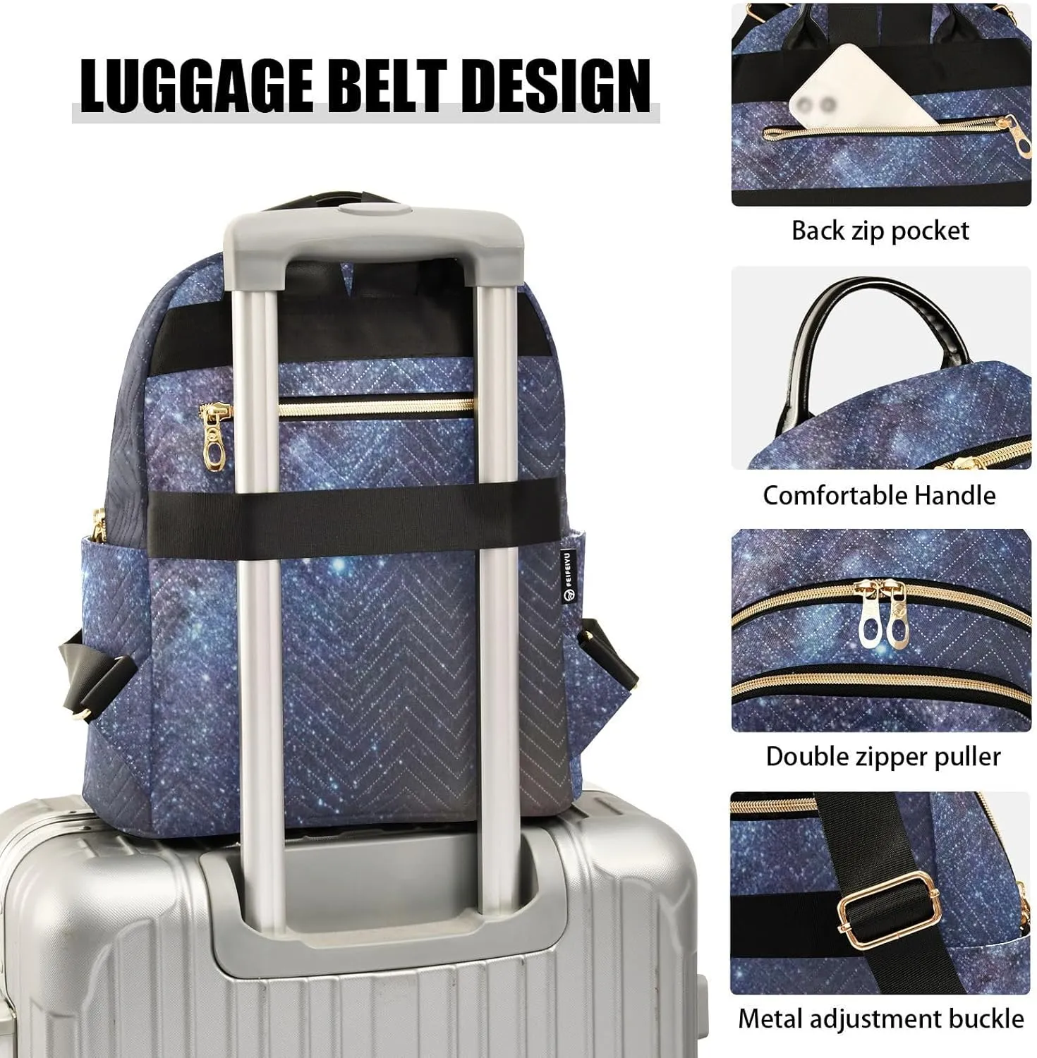 Milky Way Print Trendy Backpack Purse for Women and Anti-theft Ladies Shoulder Travel Daypacks Bags