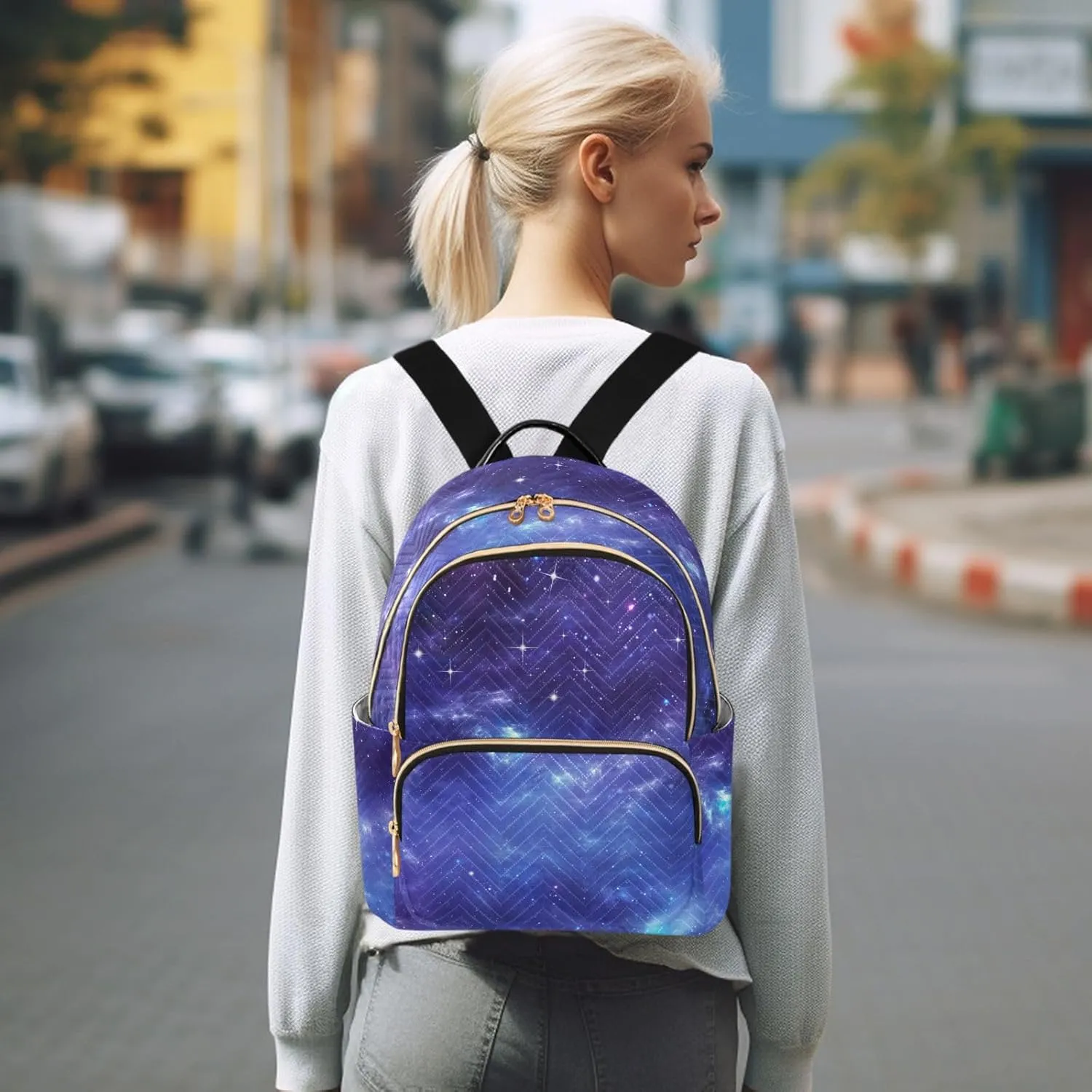 Milky Way Print Trendy Backpack Purse for Women and Anti-theft Ladies Shoulder Travel Daypacks Bags(Small Pattren 2)
