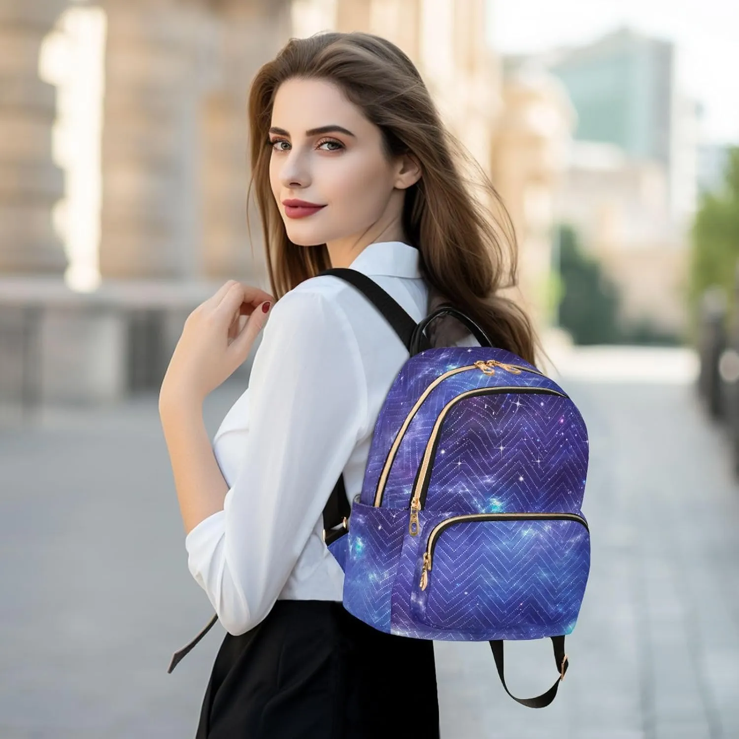 Milky Way Print Trendy Backpack Purse for Women and Anti-theft Ladies Shoulder Travel Daypacks Bags(Small Pattren 2)
