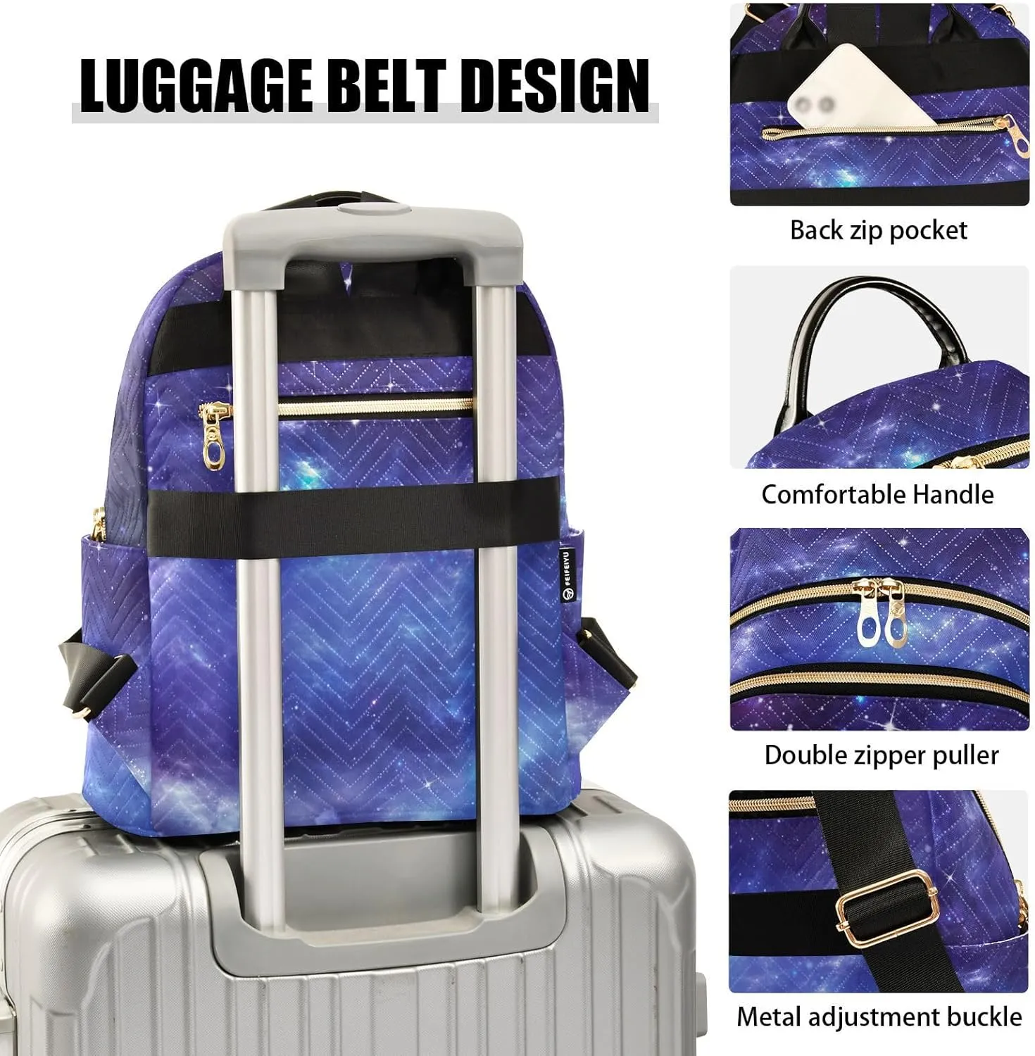 Milky Way Print Trendy Backpack Purse for Women and Anti-theft Ladies Shoulder Travel Daypacks Bags(Small Pattren 2)