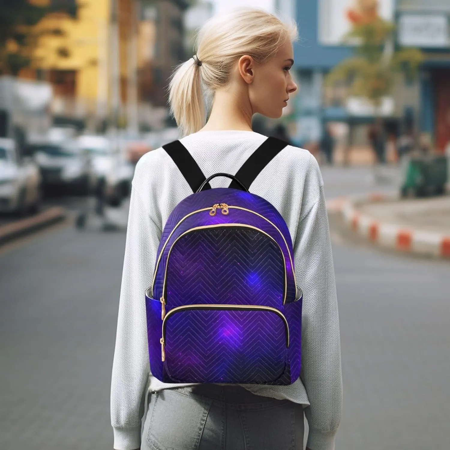 Milky Way Print Trendy Backpack Purse for Women and Anti-theft Ladies Shoulder Travel Daypacks Bags(Small Pattren 3)