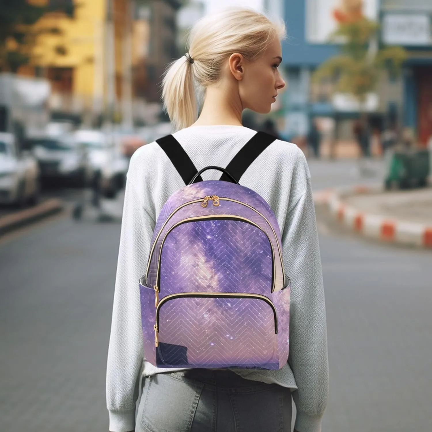 Milky Way Print Trendy Backpack Purse for Women and Anti-theft Ladies Shoulder Travel Daypacks Bags(Small Pattren 4)