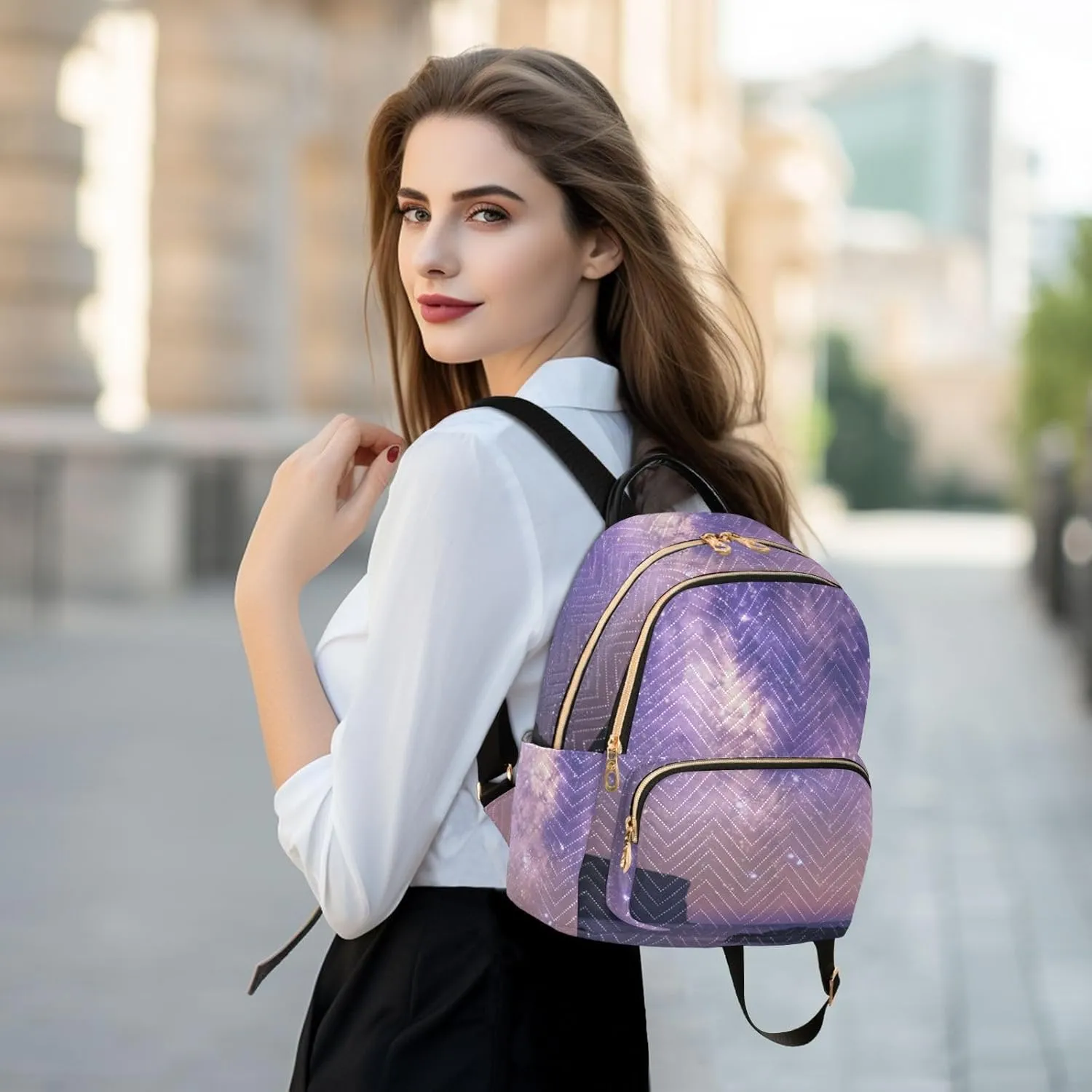 Milky Way Print Trendy Backpack Purse for Women and Anti-theft Ladies Shoulder Travel Daypacks Bags(Small Pattren 4)