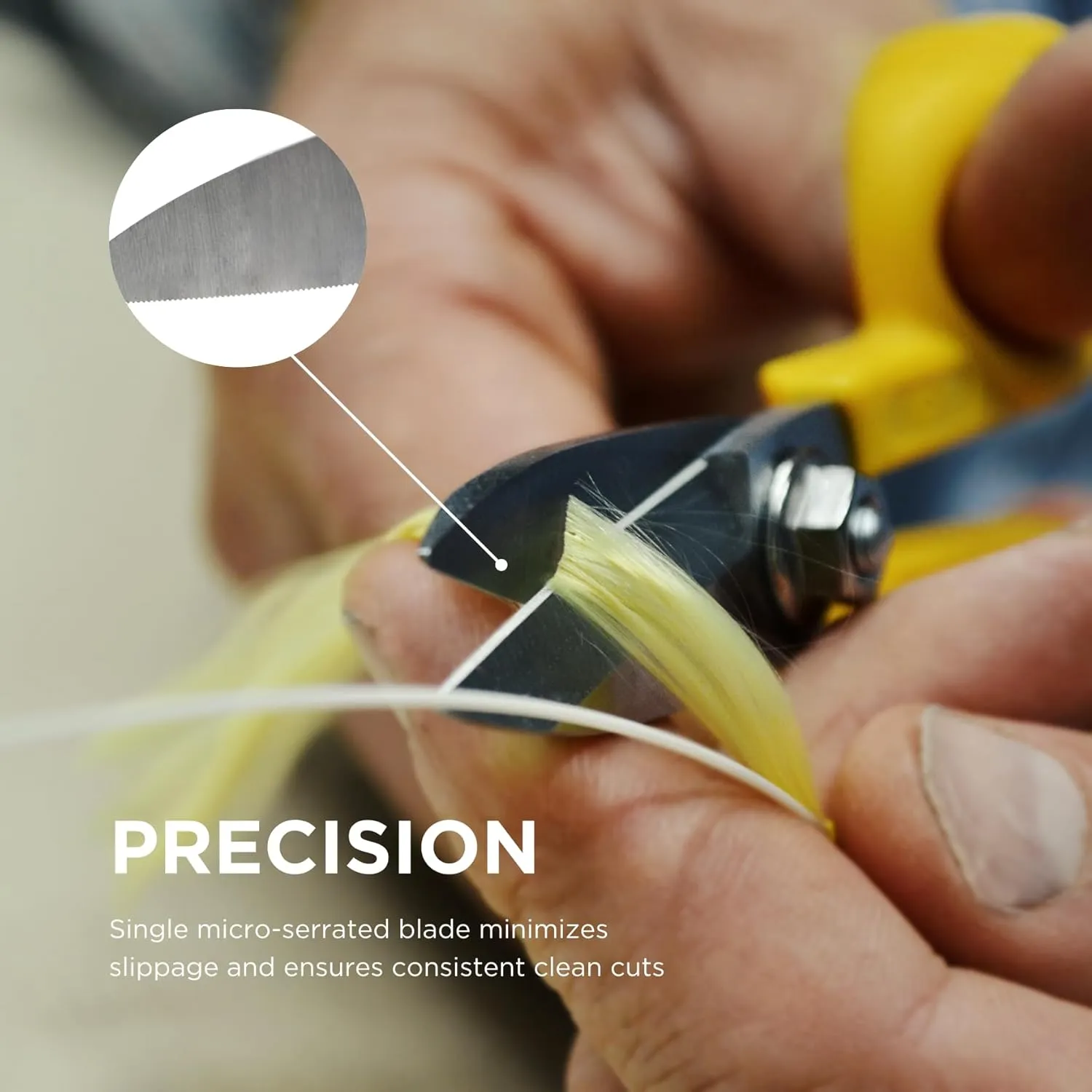 Miller KS-1 Yellow Fiber Optic Kevlar Scissors, Easily Portable Utility Scissors for Working Technicians, Electricians, and Installers, Heavy-Duty Cable Cutters, 5.5 Inches